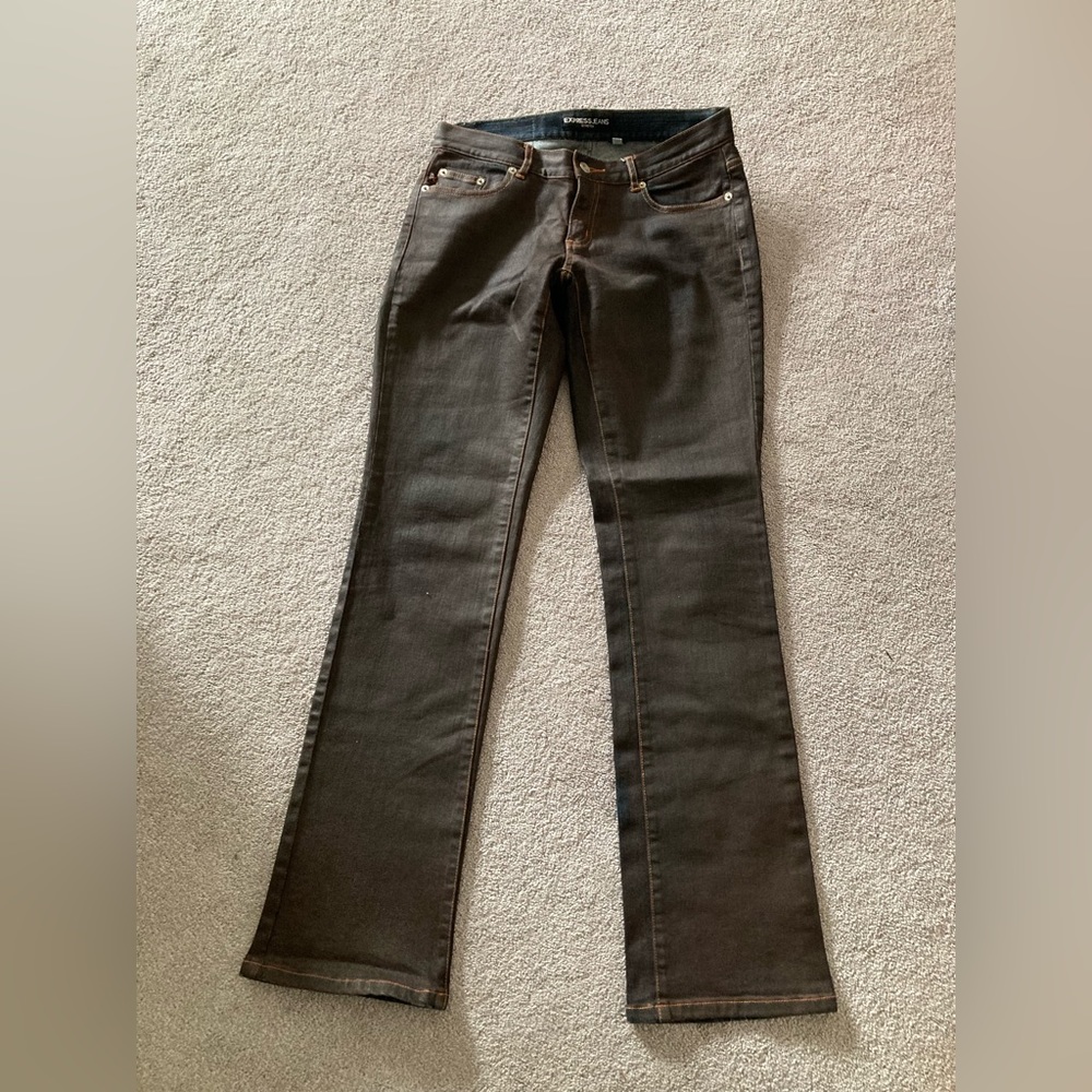 Vintage style Chocolate Boot Cut  painted jeans. Size~3/4. NWOT